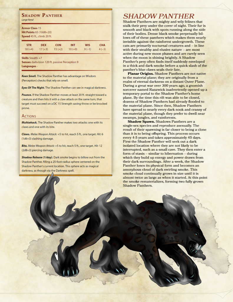 D&D 5e exotic mount panther