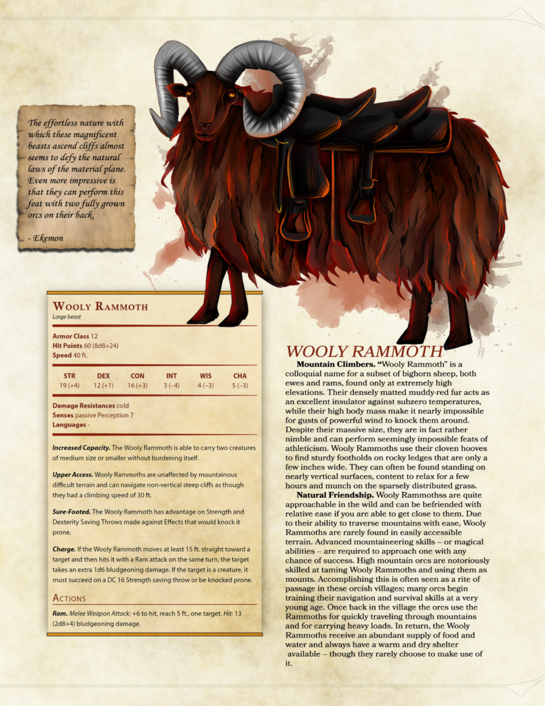 D&D 5e exotic mount ram