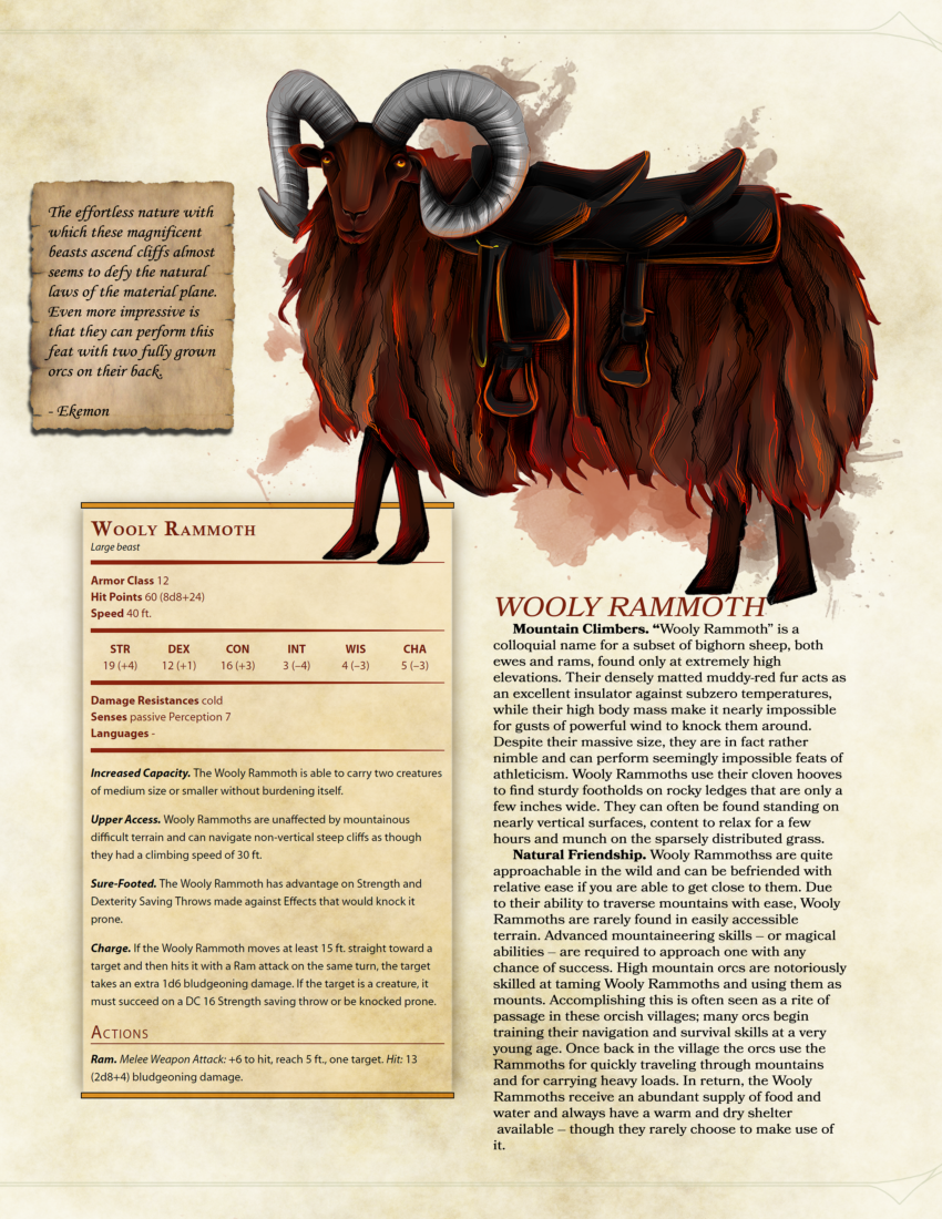7 More D&D 5e Exotic Mounts! The Alpine DM