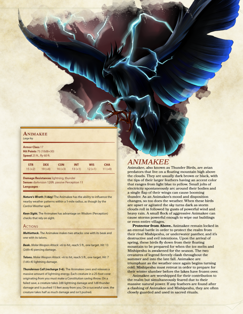 D&D 5e exotic mounts thunder bird